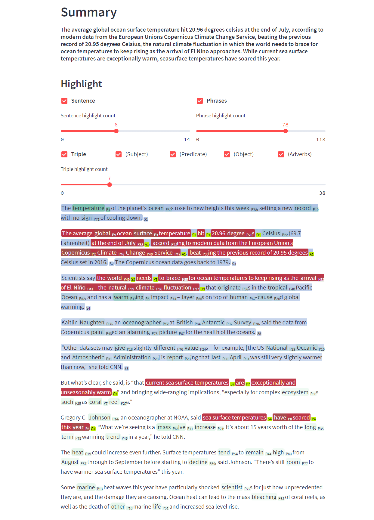 RTSum: Relation Triple-based Interpretable Summarization with Multi-level Salience Visualization